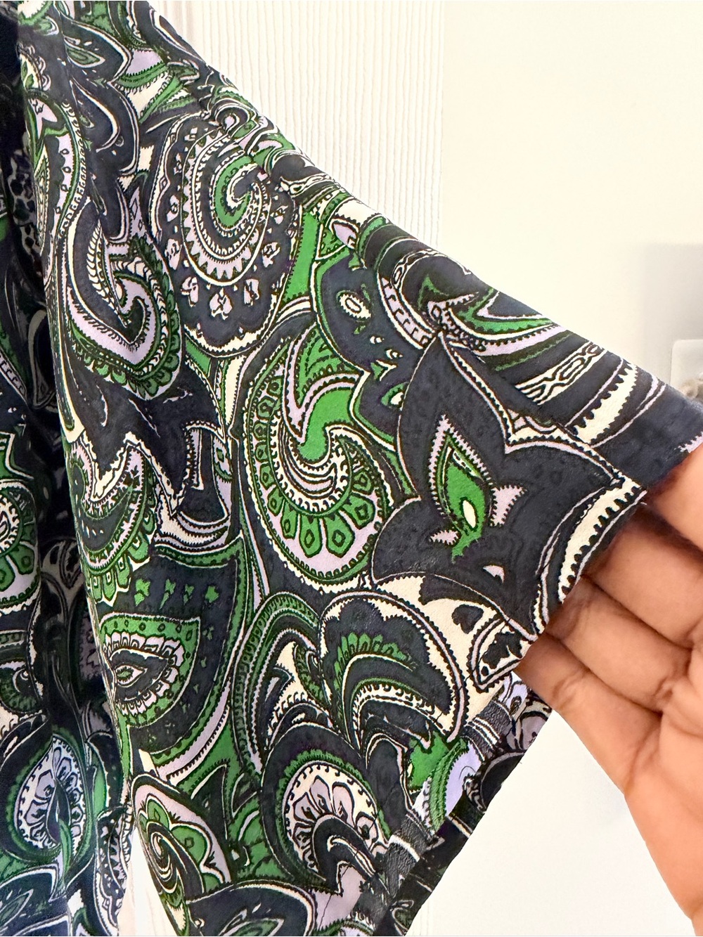 Michael Kors Green, Navy & Lilac Paisley Top - Picture 4 of 6
